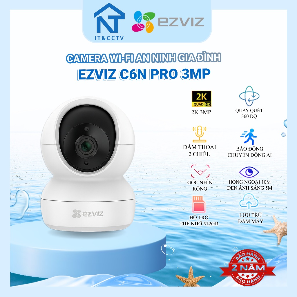 [EZVIZ Chính Hãng] Camera Trong Nhà EZVIZ C6N Series – Độ Phân Giải 2K/3K/4K, Theo Dõi Chuyển Động T