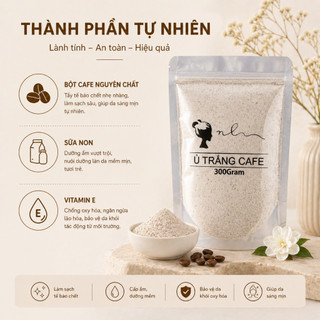 Bột ủ trắng cafe ( Tặng bông rửa mặt ) Tắm trắng cafe face + body cấp tốc, dưỡng trắng da tẩy da chết