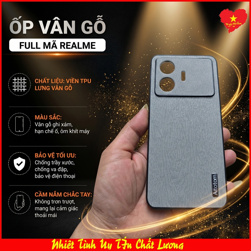Ốp Lưng vân gỗ Realme 11china, Realme12+5G china, Realme 12Pro-5G china, Realme12-5G china ... hãng 