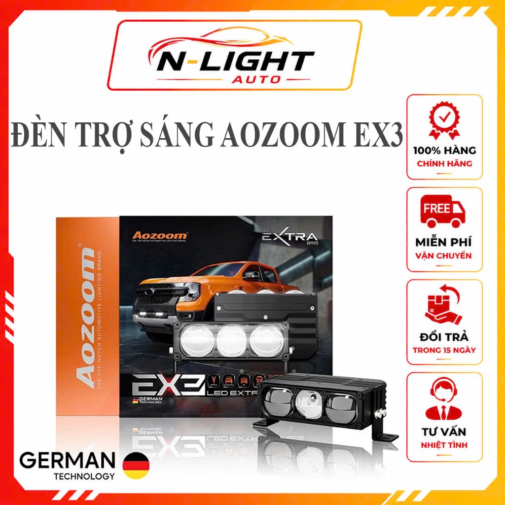 Đèn LED Trợ Sáng AOZOOM EX3 - Nhiệt Màu 5000K- Công Suất 95W, Bảo Hành Chính Hãng  2 Năm
