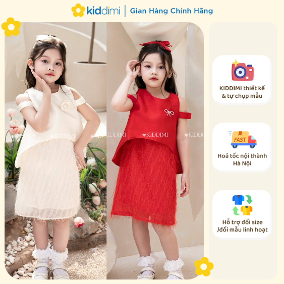 (Chính hãng KIDDIMI) Váy tiểu thư TẶNG NƠ CÀI sang chảnh cho bé gái - RUBY DRESS