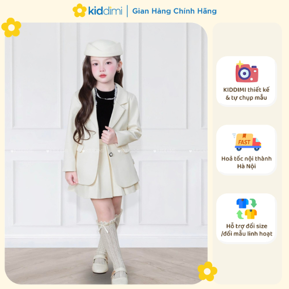 (Chính hãng Kiddimi) Set áo vest + chân váy sang trọng, thanh lịch cho bé gái - KELY SET by KIDDIMI