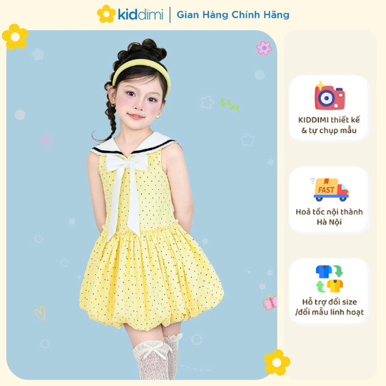 (Chính hãng KIDDIMI) Váy tiểu thư đáng yêu, năng động màu vàng cho bé gái - VERA DRESS