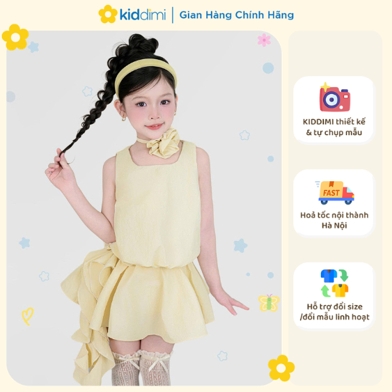 (Tặng hoa cổ + quần bảo hộ) Váy thời trang đáng yêu, năng động KIDDIMI cho bé gái - DARA DRESS