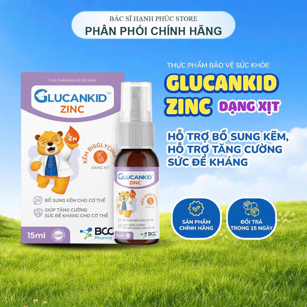 Glucankid ZinC - Kẽm hữu cơ dạng xịt hỗ trợ bổ sung kẽm, hỗ trợ tăng cường sức đề kháng cho bé từ 6 