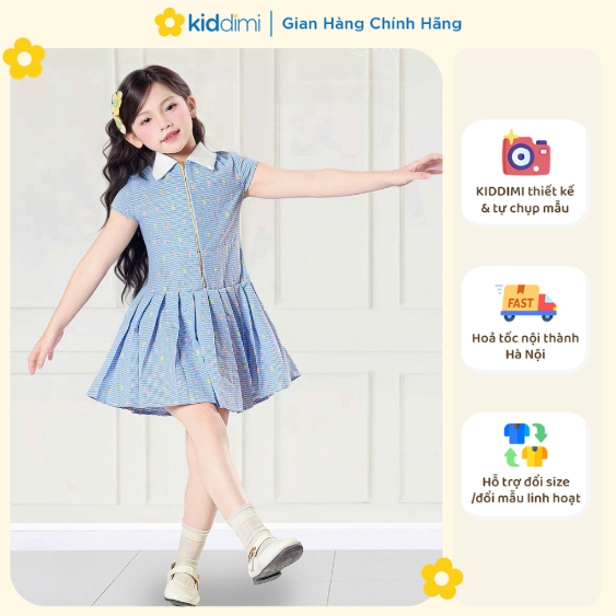 (Chính hãng KIDDIMI) Váy sơmi năng động cho bé gái - LINY DRESS