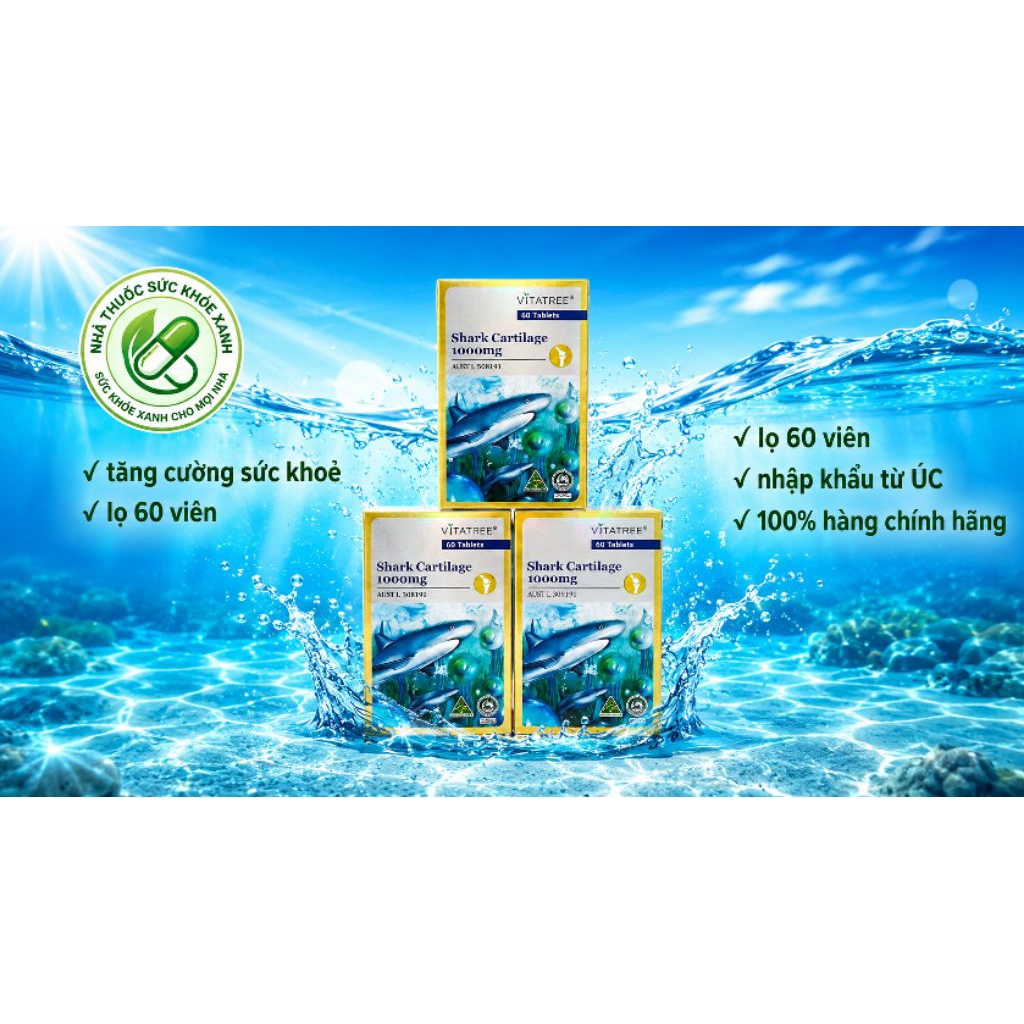 TPBVSK SỤN CÁ MẬP  Vitatree Shark Cartilage 1000mg