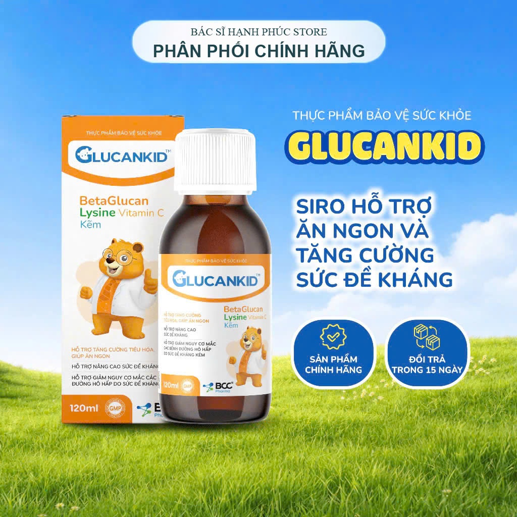 Glucankid - Siro ăn ngon tăng đề kháng, giảm nguy cơ mắc bệnh hô hấp cho trẻ - TPBVSK