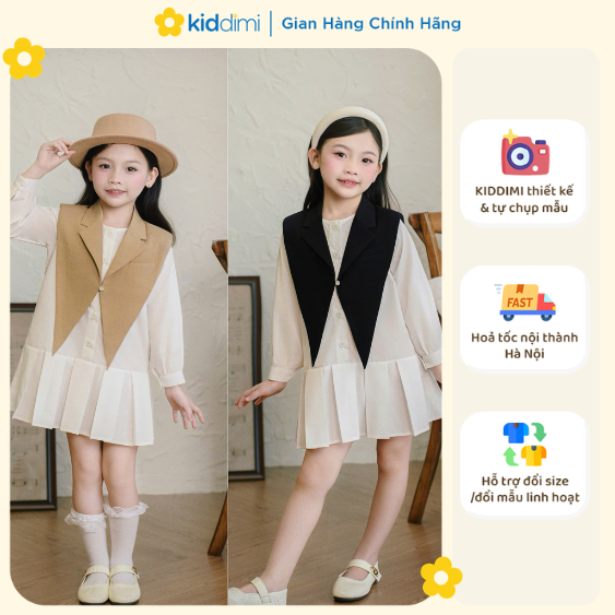 (Chính hãng KIDDIMI) - Váy cổ vest (tháo rời) tiểu thư thanh lịch cho bé gái - ARA DRESS