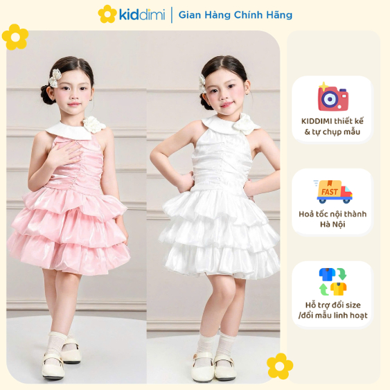 (Chính hãng KIDDIMI) Váy công chúa cổ đính hoa thanh lịch cho bé gái - BLOOM DRESS