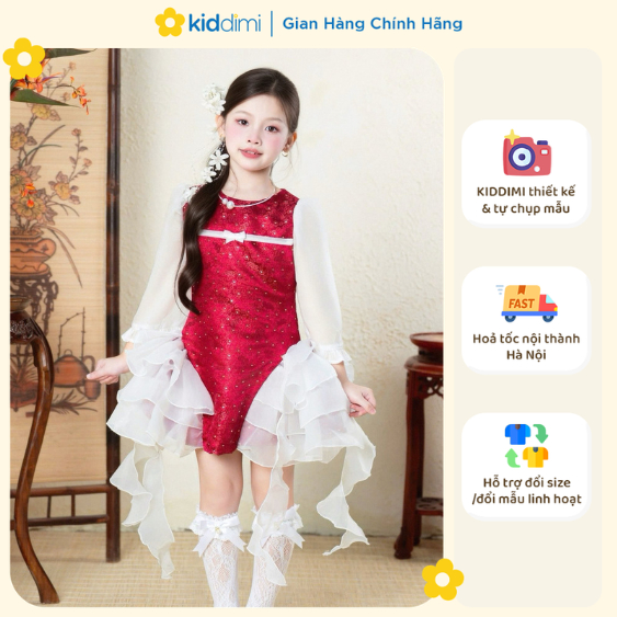 (Chính hãng Kiddimi) Váy cách tân bồng bềnh, duyên dáng cho bé gái  - XUÂN THANH