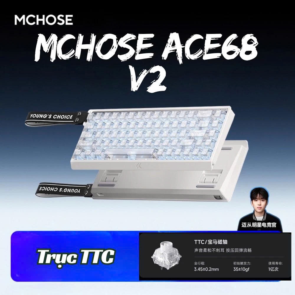 Bàn phím cơ Rapid Trigger Mchose ACE68 V2 - Poling Rate 8000hz - LED RGB - App marco - Hỗ trợ SOCD , RS , MT | BigBuy360 - bigbuy360.vn