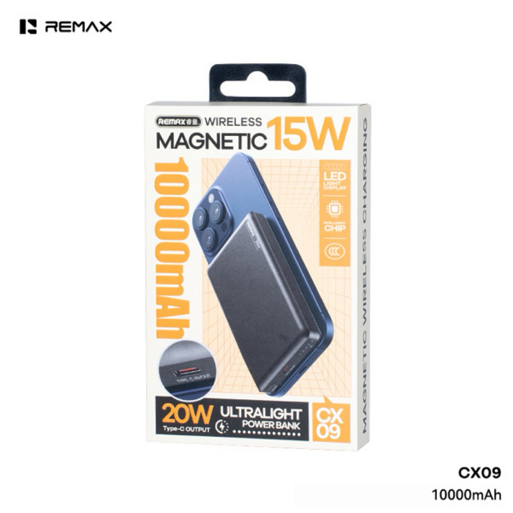 Remax CX09 pin sạc dự phòng không dây magnetic 10000mAh QC3.0+PD 20w
