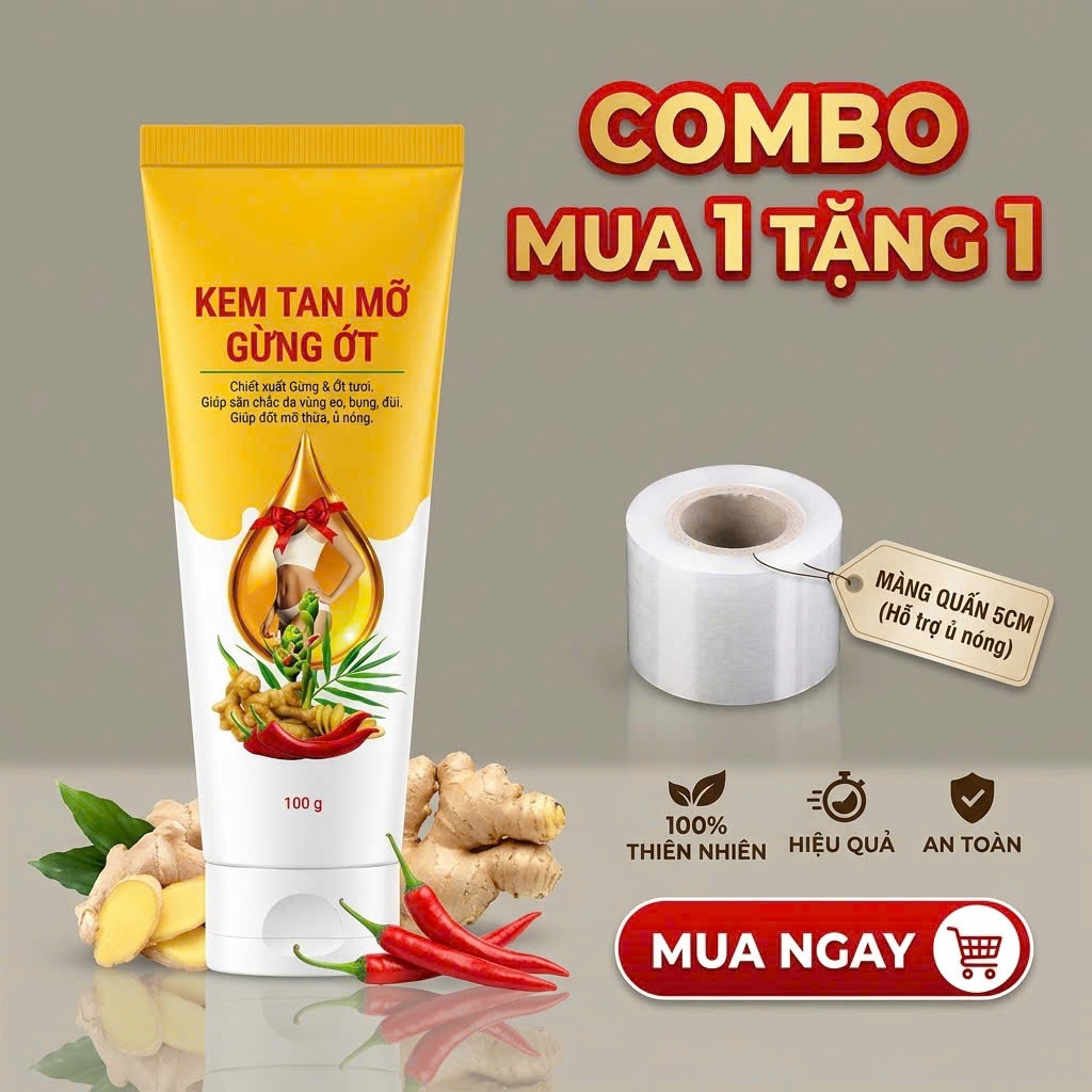 ( MUA 1 TẶNG 1 MÀNG QUẤN ) Kem tan mỡ Ngân Bình, Kem Massage Ngân Bình 100g, Giúp Làm Săn Chắc Da Vùng Eo Mông Đùi