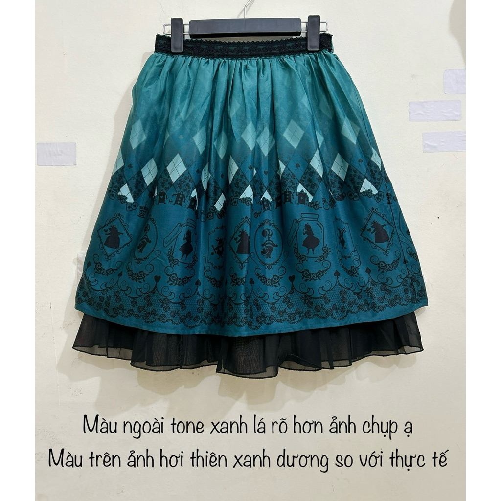 SIÊU PHẨM chân váy 2hand Nhật Axes Femme Disney Alice xanh lá freesize