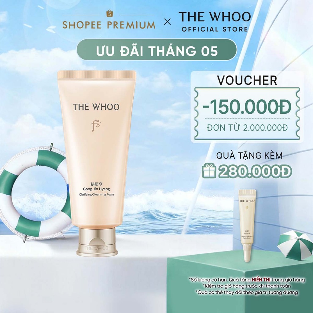 [THE WHOO OFFICIAL] Sữa rửa mặt bọt mịn sạch sâu và dưỡng ẩm THE WHOO Gongjinhyang Clarifying Cleansing Foam 180ml