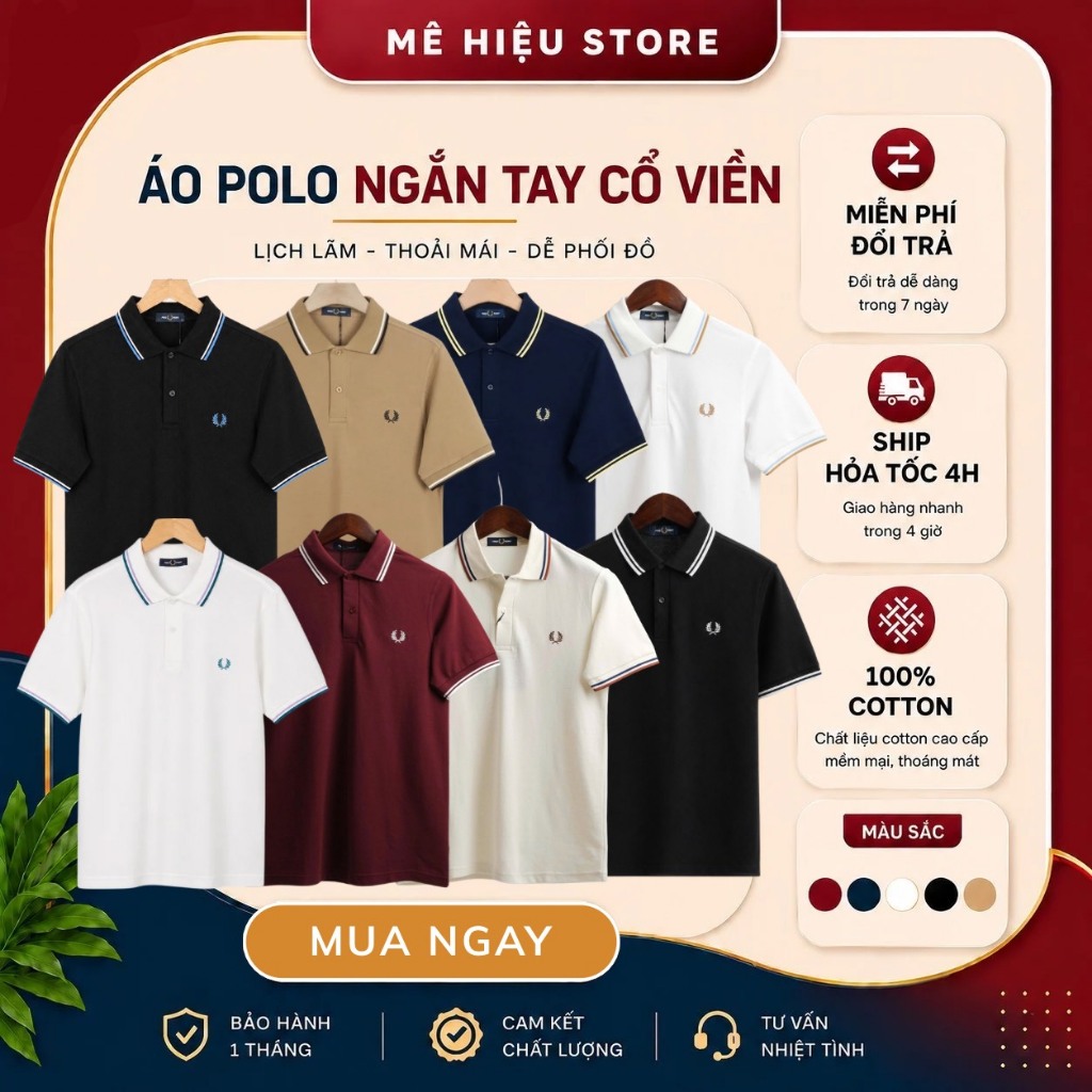 Áo Polo Fred Perry Chính Hãng - Áo Polo Cổ Viền Cao Cấp, Sang Trọng, Thoáng Mát