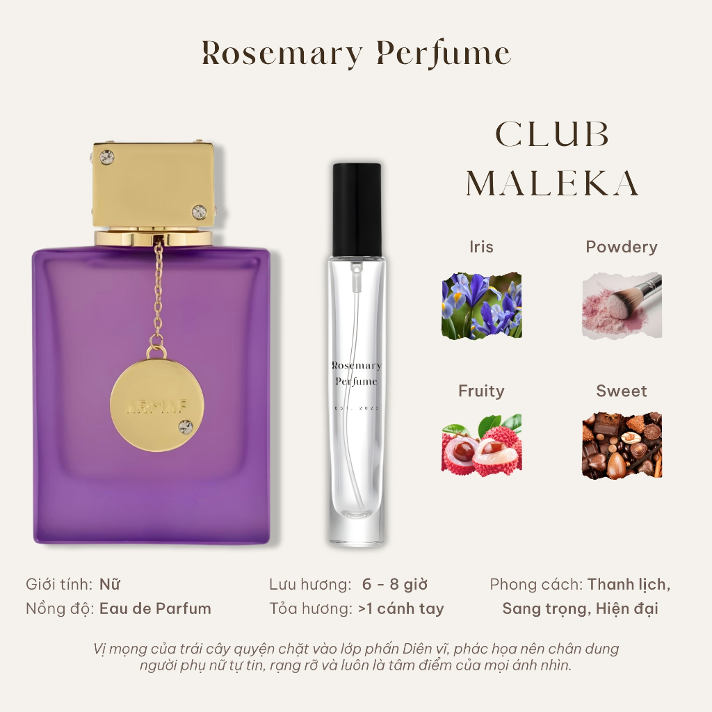 [Mẫu thử] CLUB tím MALEKA | Nước hoa Nữ | Tiệm thơm Rosemary
