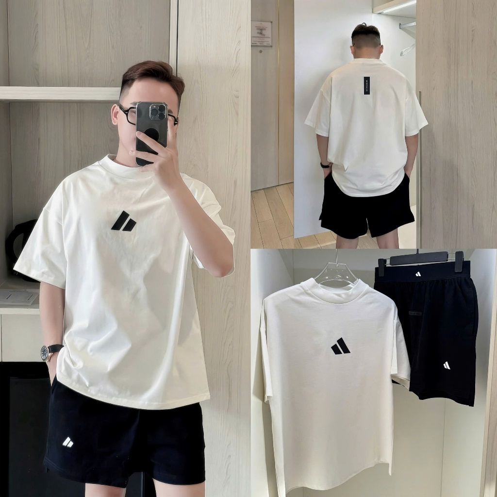 Bộ Hè gạch chéo Chất cotton thoáng mát, Áo 280gsm, Quần 280gsm-