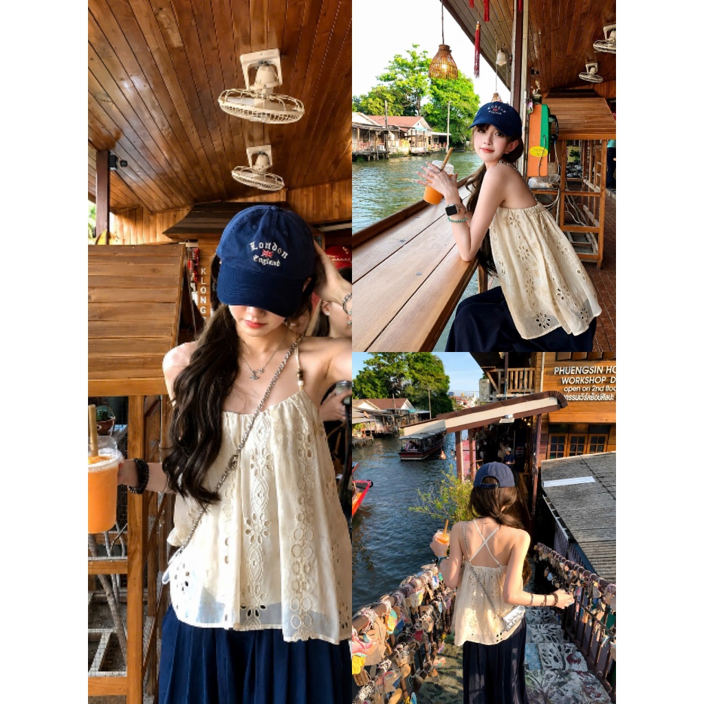 Áo 2 Dây Babydoll Cổ Yếm Hoạ Tiết Hoa Thêu Hàng Loại 1 - 6365 The Babydoll Dress