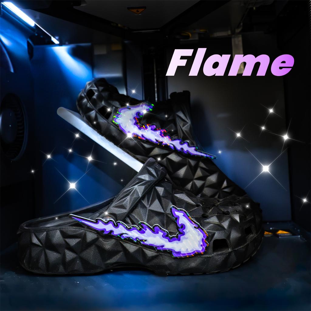 Charm Gắn Dép Crocs Cho Nam Mẫu Lửa Tím, Phụ Kiện Trang Trí Dép Sục Crocs, Jibbitz Crocs