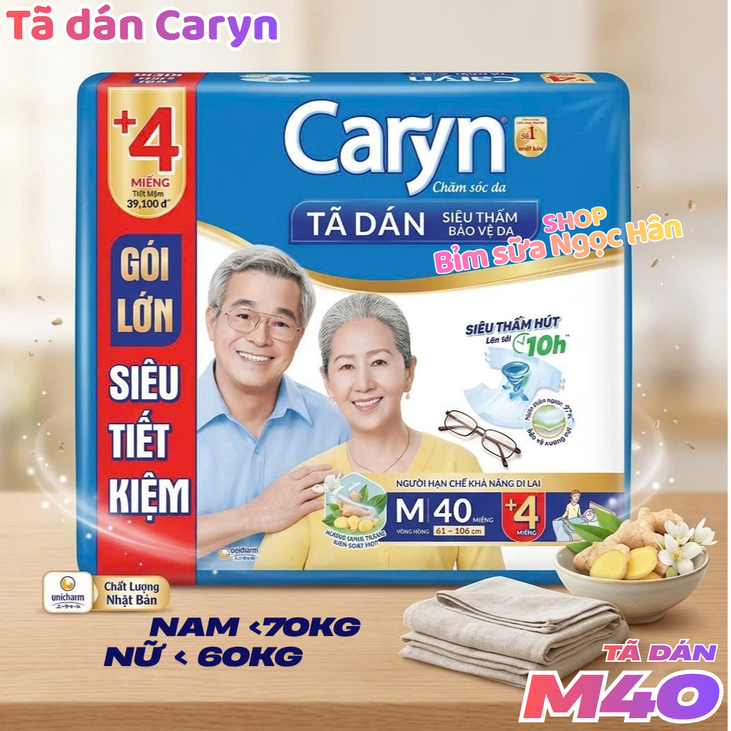 Bỉm già caryn M40 L40 XL40 (Bỉm dán) #bỉm caryn #bỉm già caryn #caryn #tã caryn #tã già Caryn #bỉm g