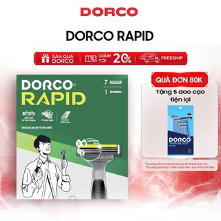 Dao Cạo Râu Hàn Quốc 2 Lưỡi DORCO RAPID - (GIFT)TNA4007 - Hộp 1 Cán và 7 Đầu Cạo