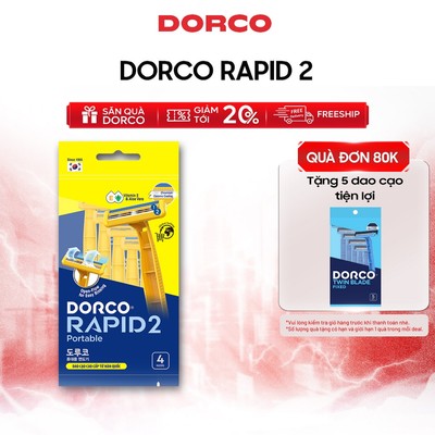 Dao Cạo Râu 2 Lưỡi DORCO RAPID 2 Mỗi 1 Túi Có 4 Cây Dao Cạo