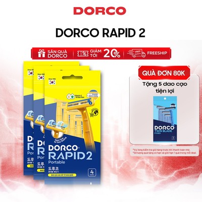 Dao Cạo Râu DORCO RAPID 2 Combo 3xTNB200YL-4P Gồm 3 Túi