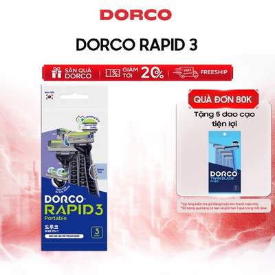Dao Cạo Râu Tiện Lợi Hàn Quốc 3 Lưỡi DORCO RAPID 3 Mỗi Túi Gồm 3 Cây Dao cạo