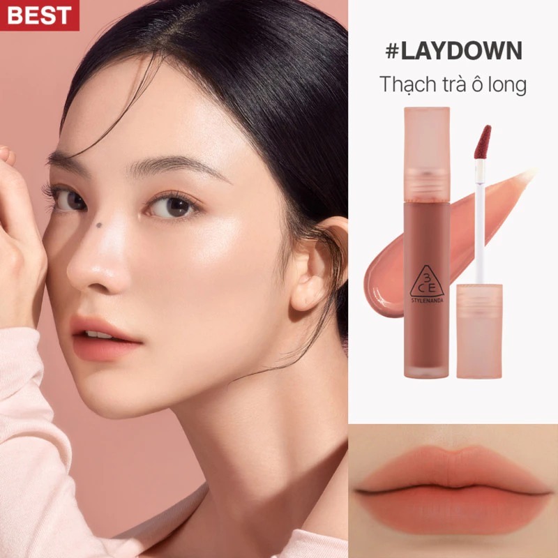 ( MIỄN PHÍ KHẮC TÊN LASER ) Son kem 3CE / Son 3CE Casual Affair Laydown Sepia
