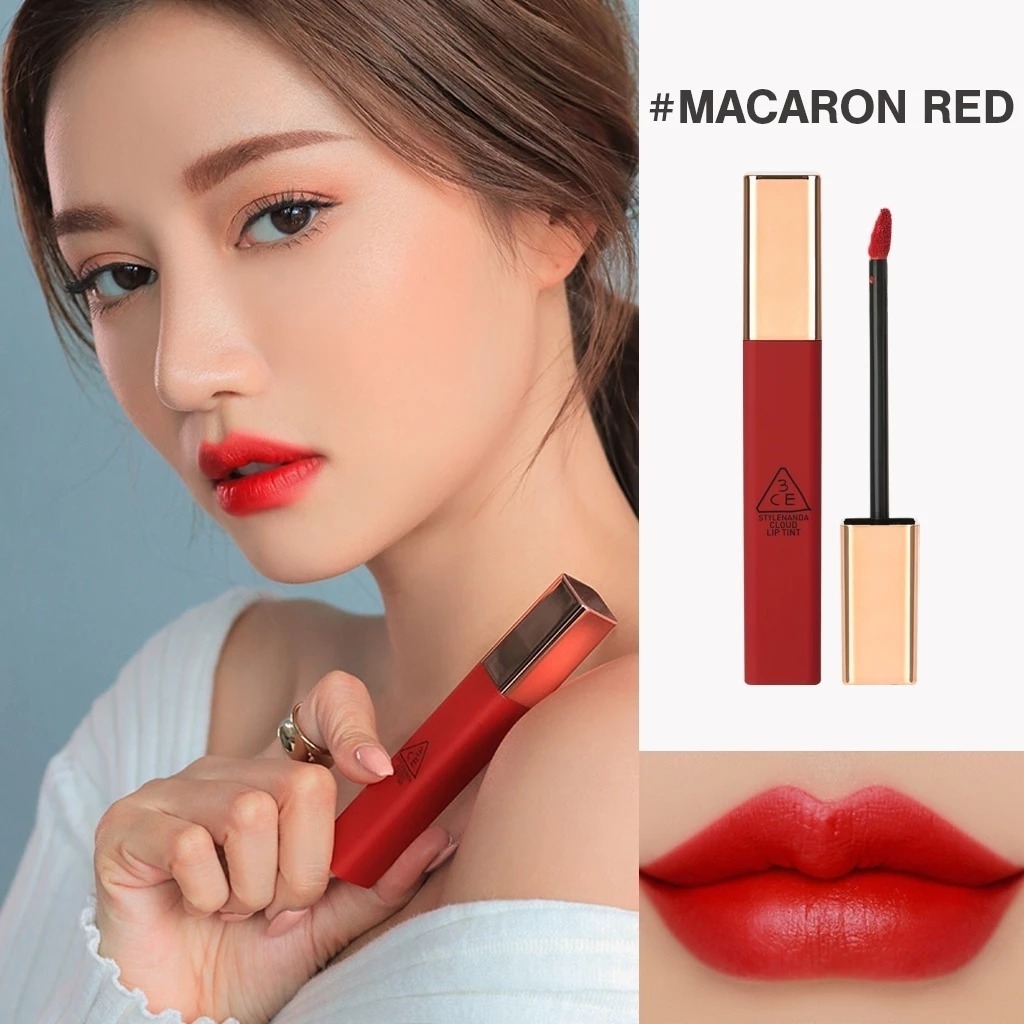 ( MIỄN PHÍ KHẮC TÊN LASER ) Son kem 3CE / Son 3CE Macaron Red Immanence