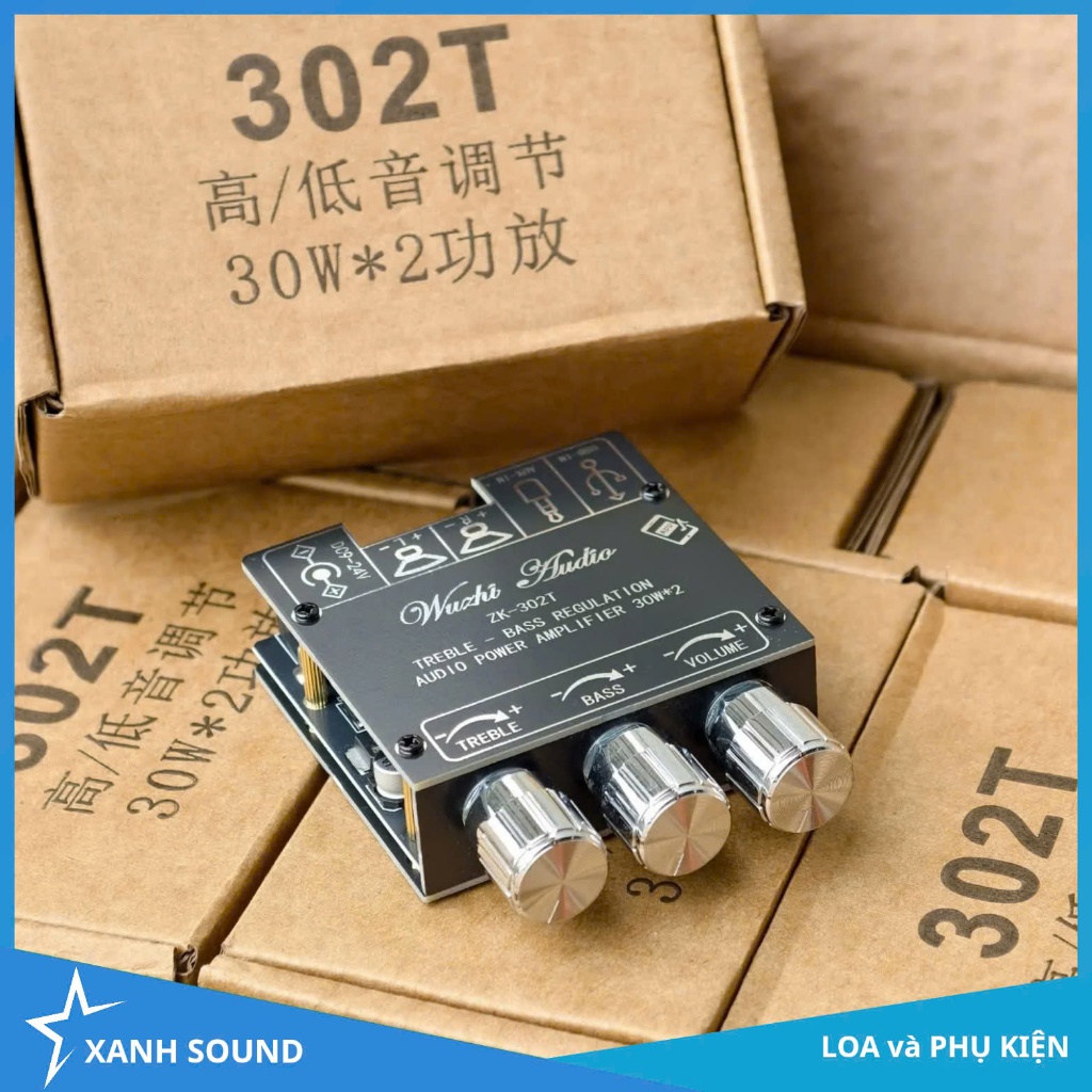 Mạch Wuzhi 302T chuẩn có APP 30W x2 sử dụng nguồn 9 - 24V tại XANH SOUND