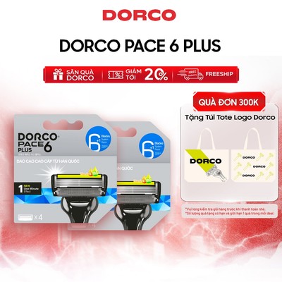 Combo 2 Hộp Đầu Cạo Râu Hàn Quốc 6 Lưỡi DORCO PACE 6 PLUS - 2xSXA5040-B - Gồm 8 Đầu Cạo