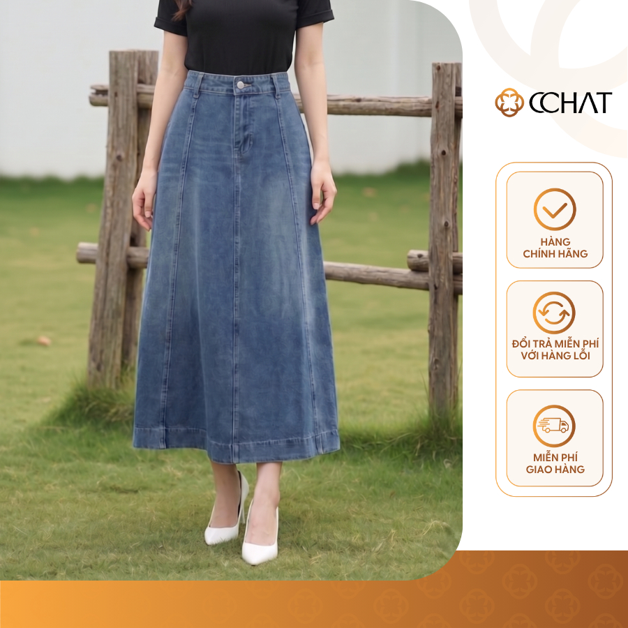 Chân Váy 𝐂𝐂𝐇𝐀𝐓 Dáng Xòe Mia Chất Liệu Jean Denim Cao Cấp 16CDJ2053XT | BigBuy360 - bigbuy360.vn