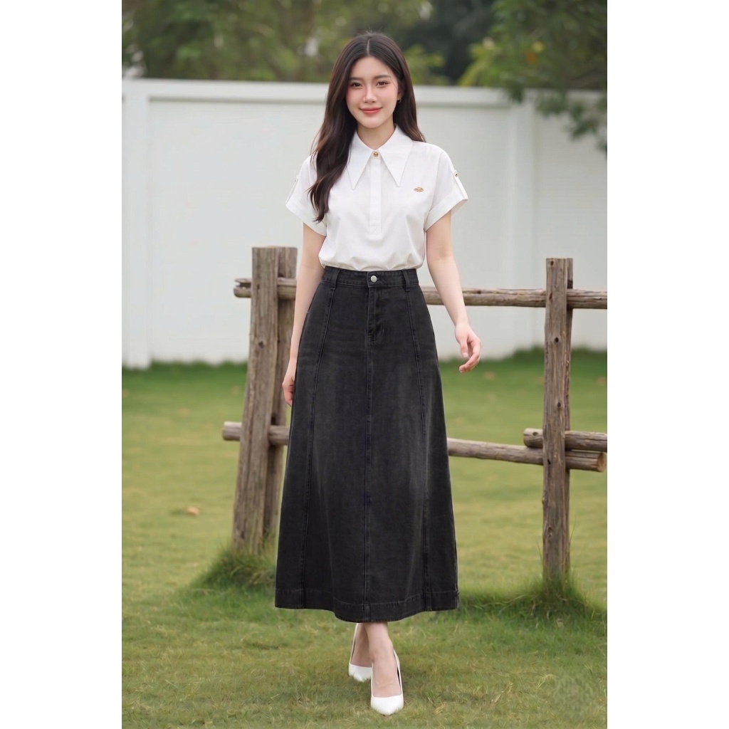 Chân Váy 𝐂𝐂𝐇𝐀𝐓 Dáng Xòe Mia Chất Liệu Jean Denim Cao Cấp 16CDJ2053XT | BigBuy360 - bigbuy360.vn