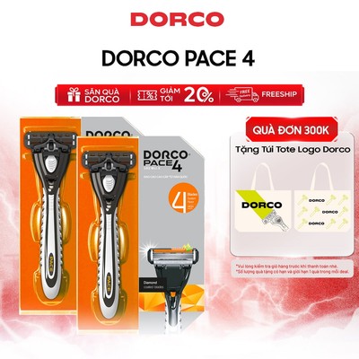 Combo 2 Hộp Dao Cạo Râu Hàn Quốc 4 Lưỡi DORCO PACE 4 - 2xFRA1001-PT - Gồm 2 Cán Dao và 2 Đầu Cạo