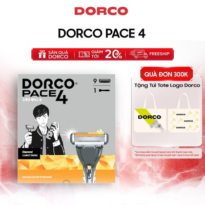 Dao Cạo Râu Hàn Quốc 4 Lưỡi DORCO PACE 4 - (GIFT)FRA1009 - Hộp 1 Cán và 9 Đầu Cạo