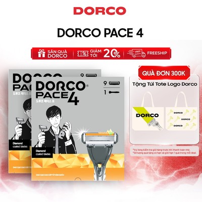 Combo 2 Hộp Dao Cạo Râu Hàn Quốc 4 Lưỡi DORCO PACE 4 - 2x(GIFT)FRA1009 - Gồm 2 Cán và 18 Đầu Cạo