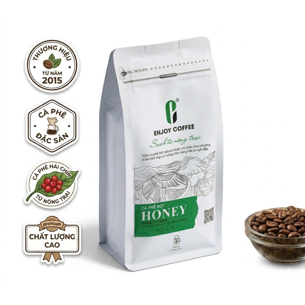 Cà phê nguyên chất rang mộc Robusta Honey Enjoy Coffee 500g (EJ FARM)
