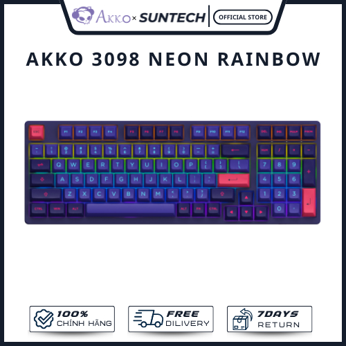 Bàn Phím Cơ Akko 3098 Neon - Layout 98 Phím, Keycap PBT Double-Shot, Rainbow LED, ASA Profile