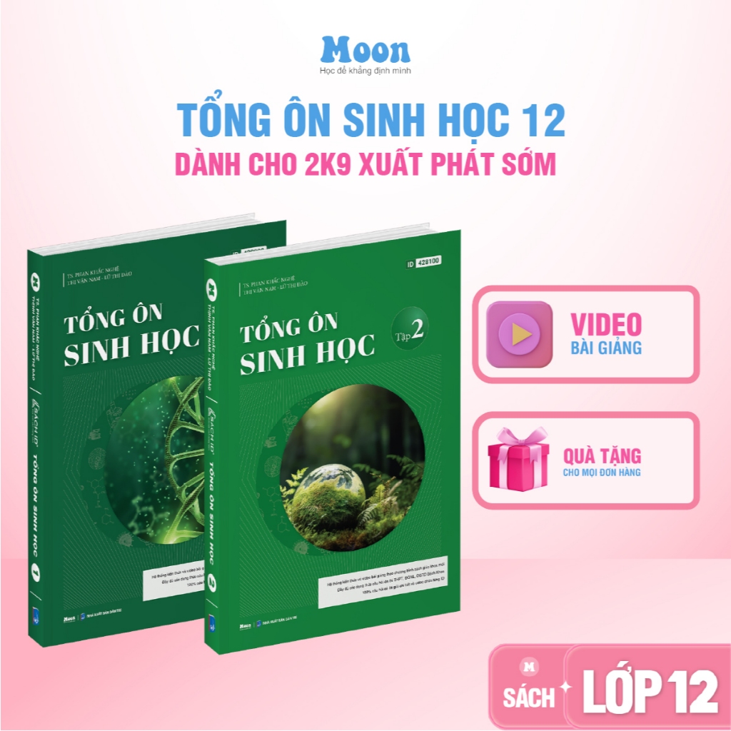 Sách Sinh học 12 thầy Phan Khắc Nghệ Tổng ôn xuất phát sớm ôn thi thpt, đgnl  - Moonbook THCS
