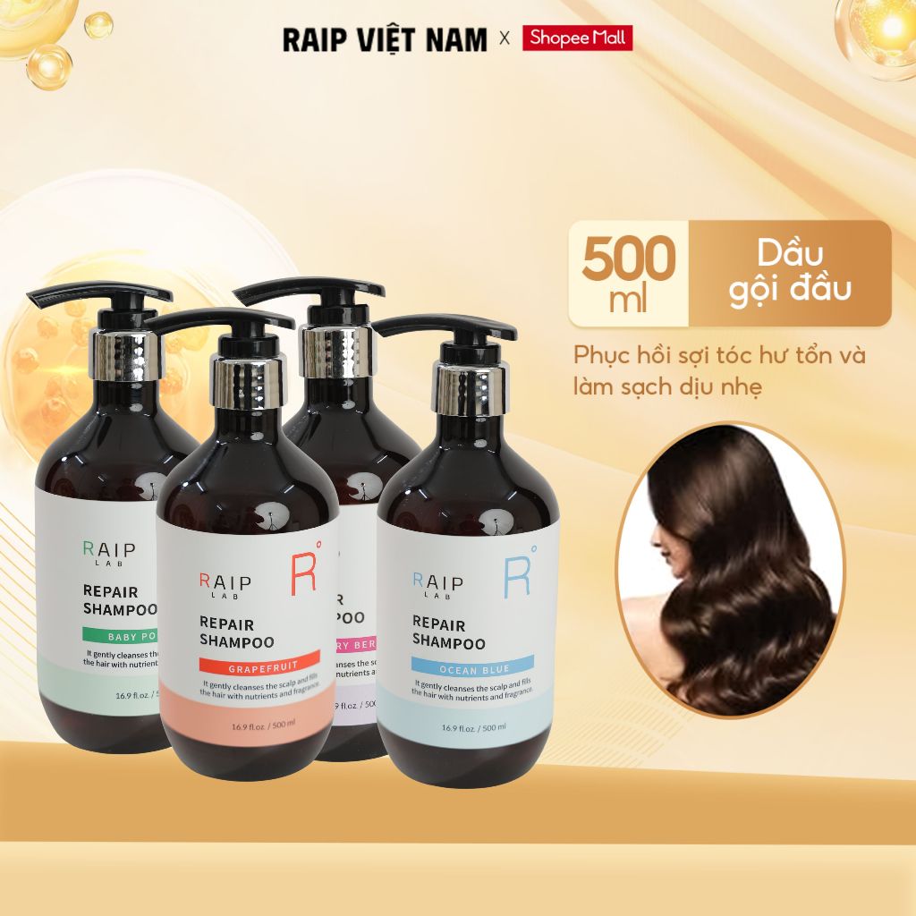 Dầu gội đầu RAIPLAB Repair Shampoo chứa 6 protein phục hồi sợi tóc hư tổn và làm sạch dịu nhẹ 50ml