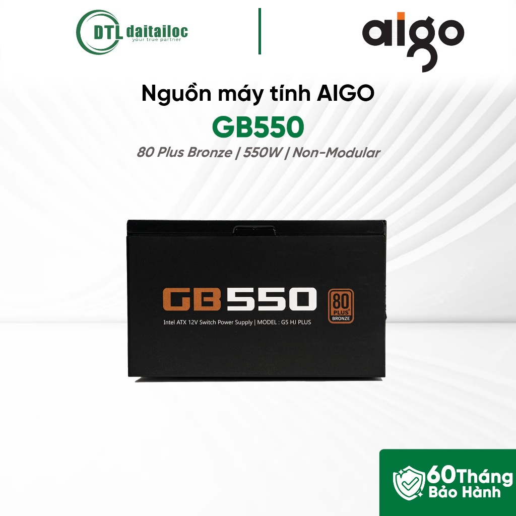 Nguồn máy tính AIGO Bronze GB550 550W 80 plus Bronze Hiệu suất ổn định | Chính hãng | Bảo hành 60 th