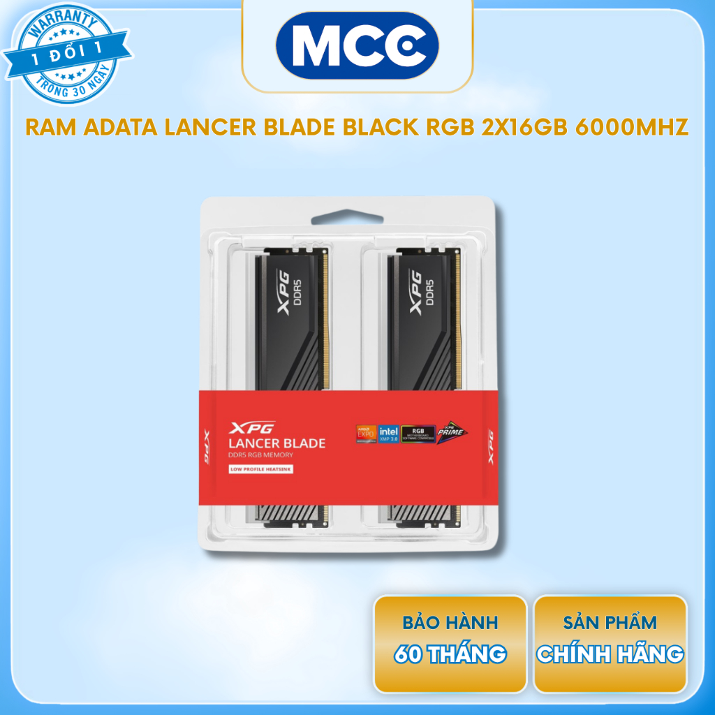 RAM ADATA Lancer Blade Black RGB 32GB (2x16GB) DDR5 6000Mhz