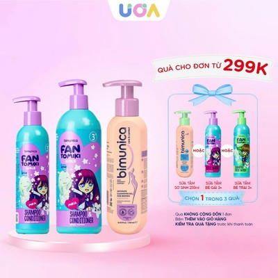 [MUA 299K TẶNG QUÀ] Dung dịch vệ sinh bé gái Bimunica và Sữa tắm gội 2in1 Bimunica dịu nhẹ cho trẻ nhỏ