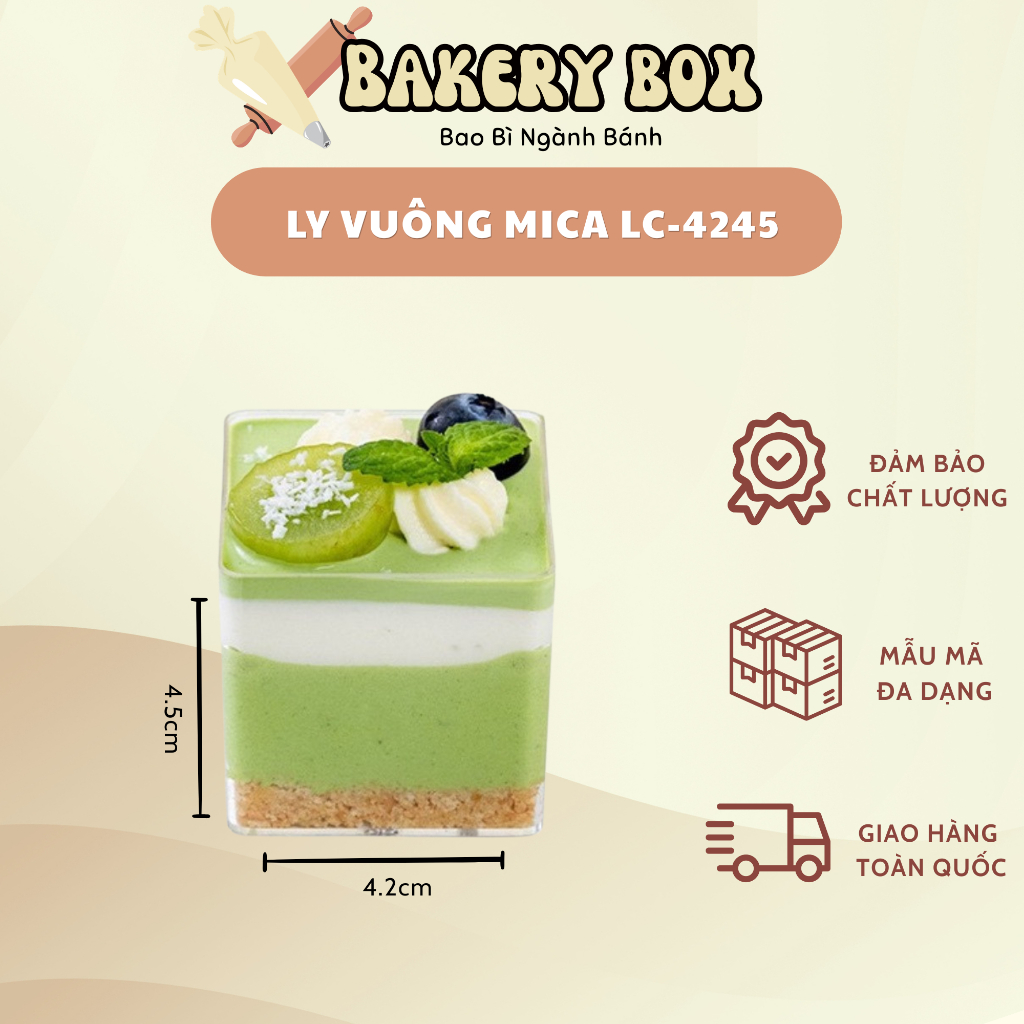 100 Ly Mousse Vuông Đựng Bánh Lạnh, Ly Sự Kiện (LC-4245)