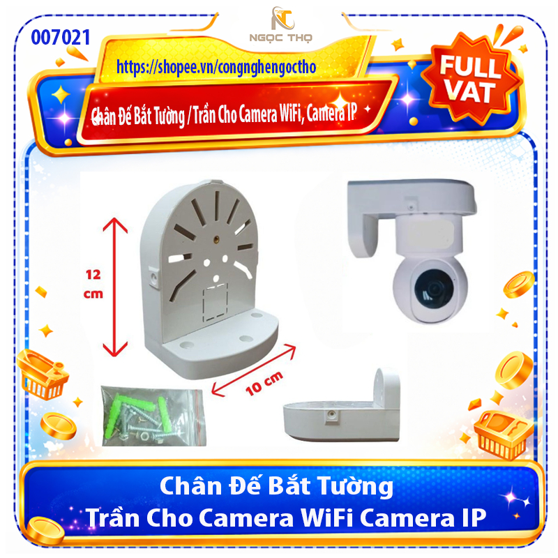 Chân Đế Bắt Tường / Trần Cho Camera WiFi, Camera IP – Nhựa Cứng Chịu Lực – Lắp EZVIZ, IMOU, Dahua, H