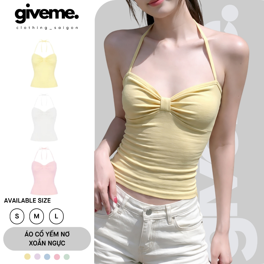 [MỞ BÁN] Áo Cổ Yếm Phối Nơ Ôm Body Nữ Tính Nhiều Màu Basic - Giveme.clothing_saigon | BigBuy360 - bigbuy360.vn