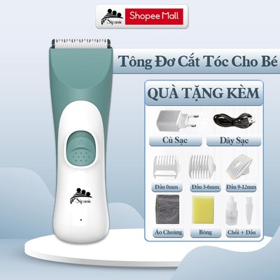 Tông đơ cắt tóc cho bé SIPANIC đầu lưỡi bo tròn an toàn,chạy êm pin sạc,chống nước